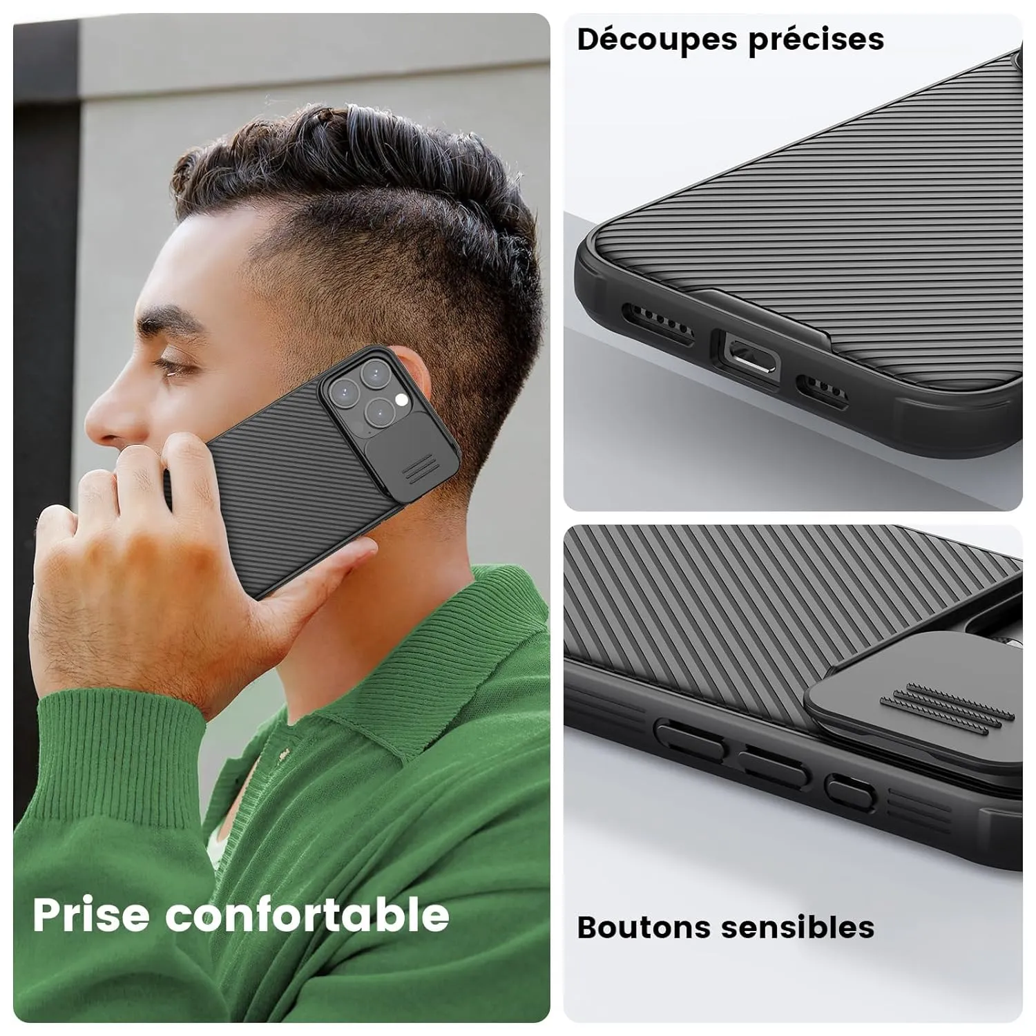 iPhone 15 Pro Max Original Cam-Shield Camera Slider (Shutter) Double Layered Protection TPU   PC - Black