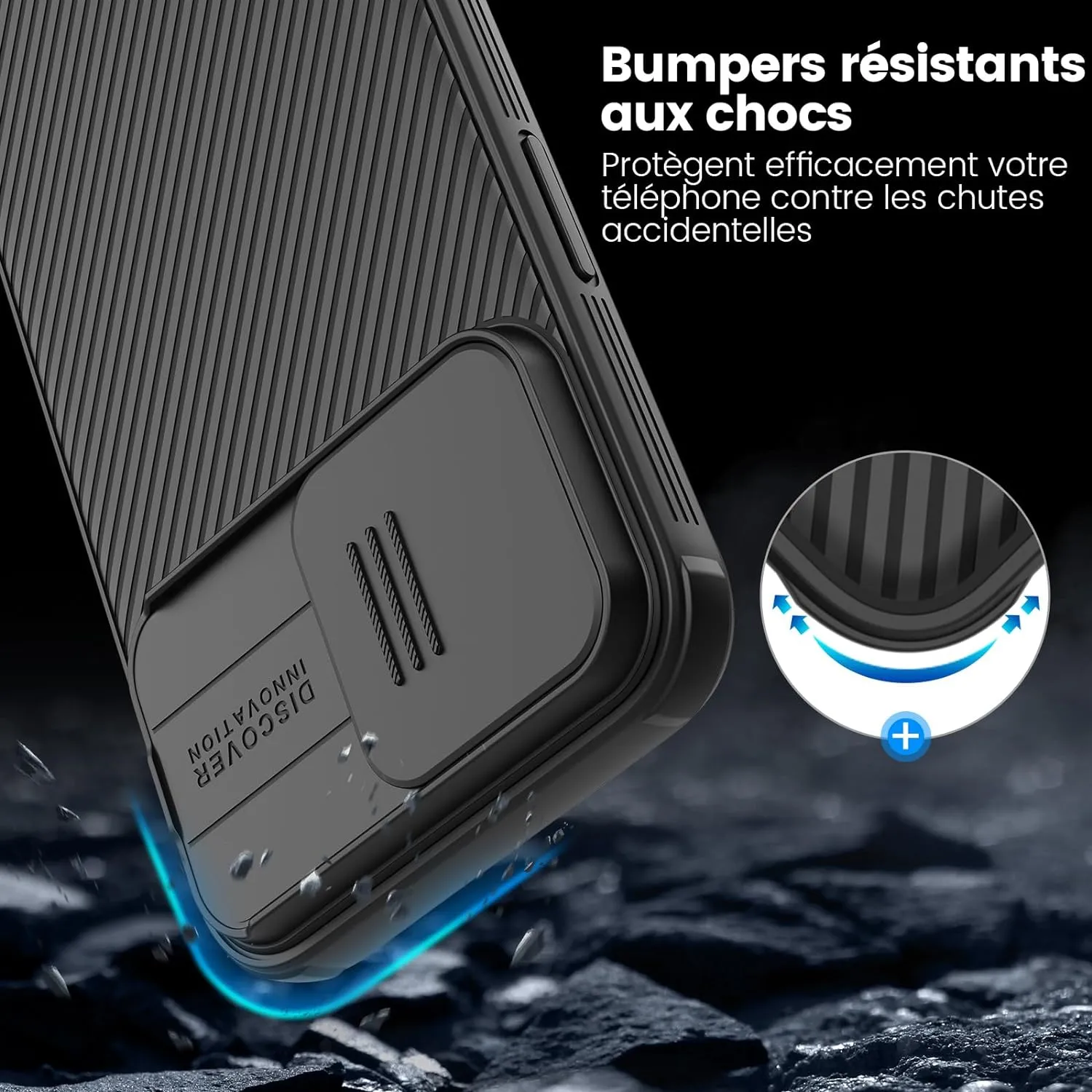 iPhone 15 Pro Max Original Cam-Shield Camera Slider (Shutter) Double Layered Protection TPU   PC - Black