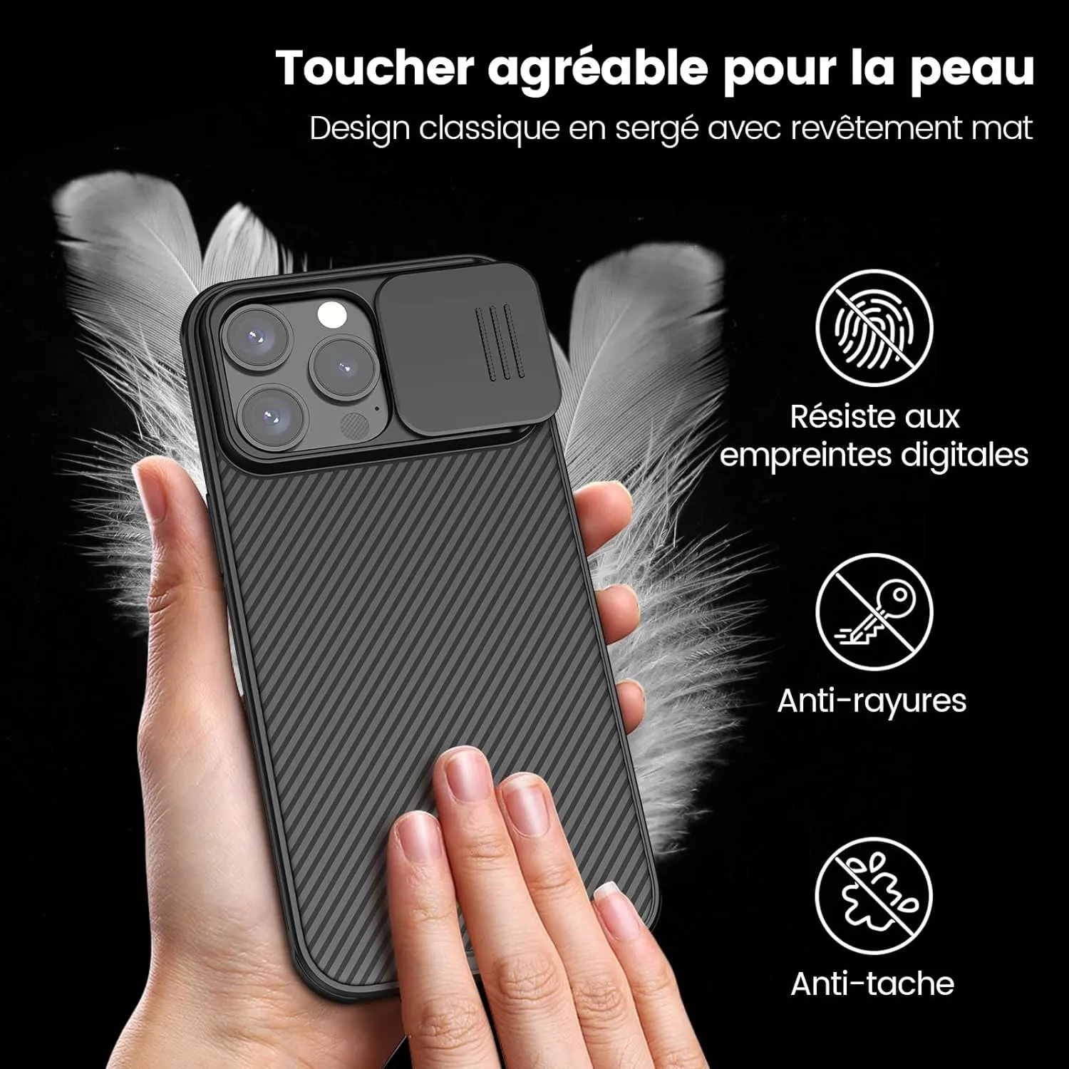 iPhone 15 Pro Max Original Cam-Shield Camera Slider (Shutter) Double Layered Protection TPU   PC - Black