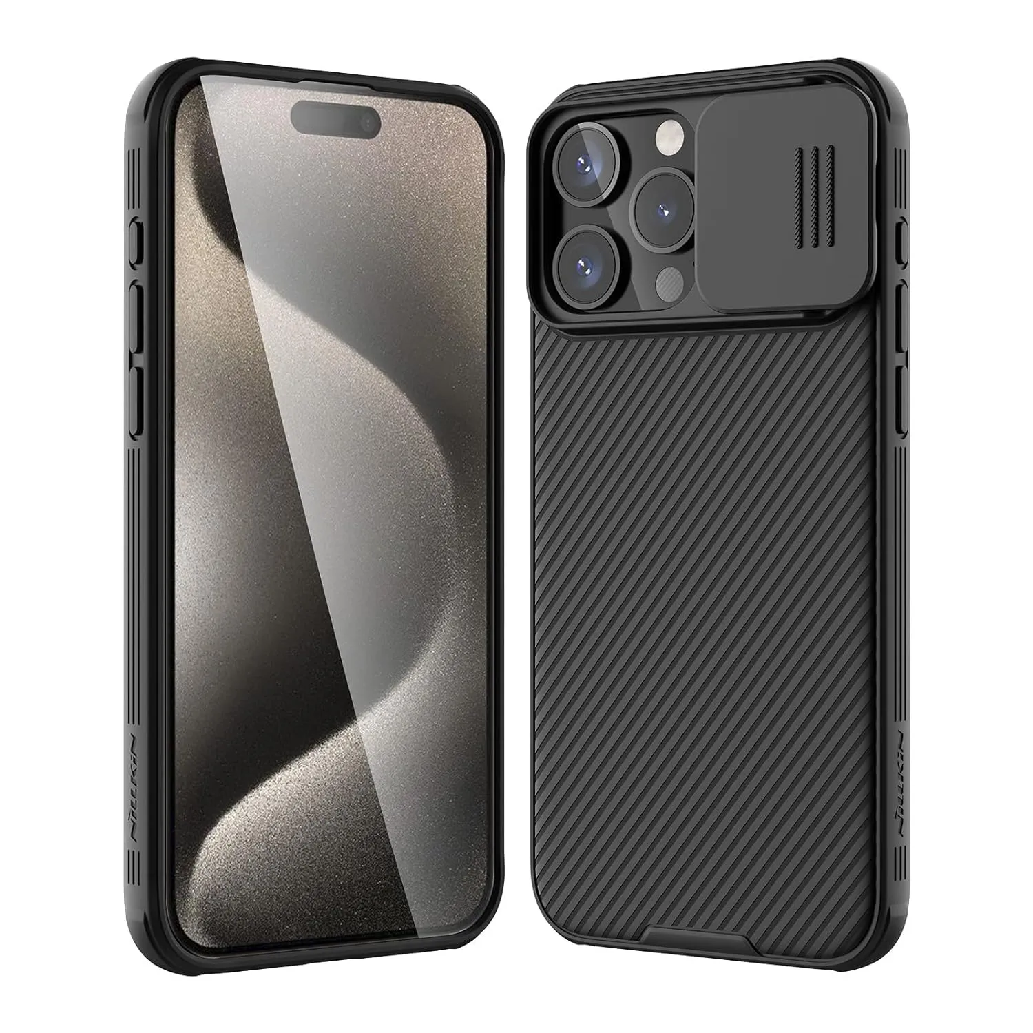 iPhone 15 Pro Max Original Cam-Shield Camera Slider (Shutter) Double Layered Protection TPU   PC - Black