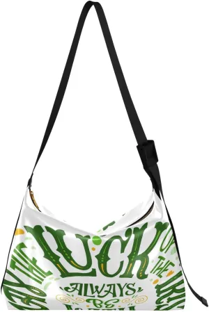 Irish St Patrick's Day Hobo Crossbody Bags for Women Leather Large Shoulder Bag Cross Body Luck Trendy Womens Tote Bags Handbag for Travel Shopping