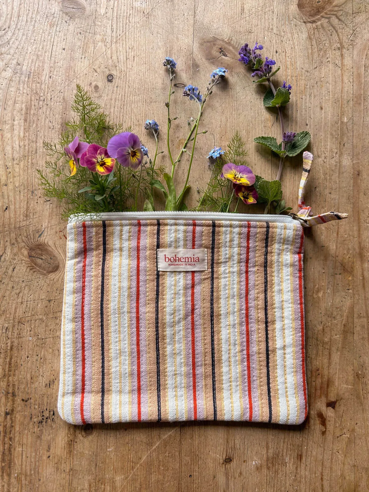 Jaipur Stripe Large Pouch, Tutti Frutti