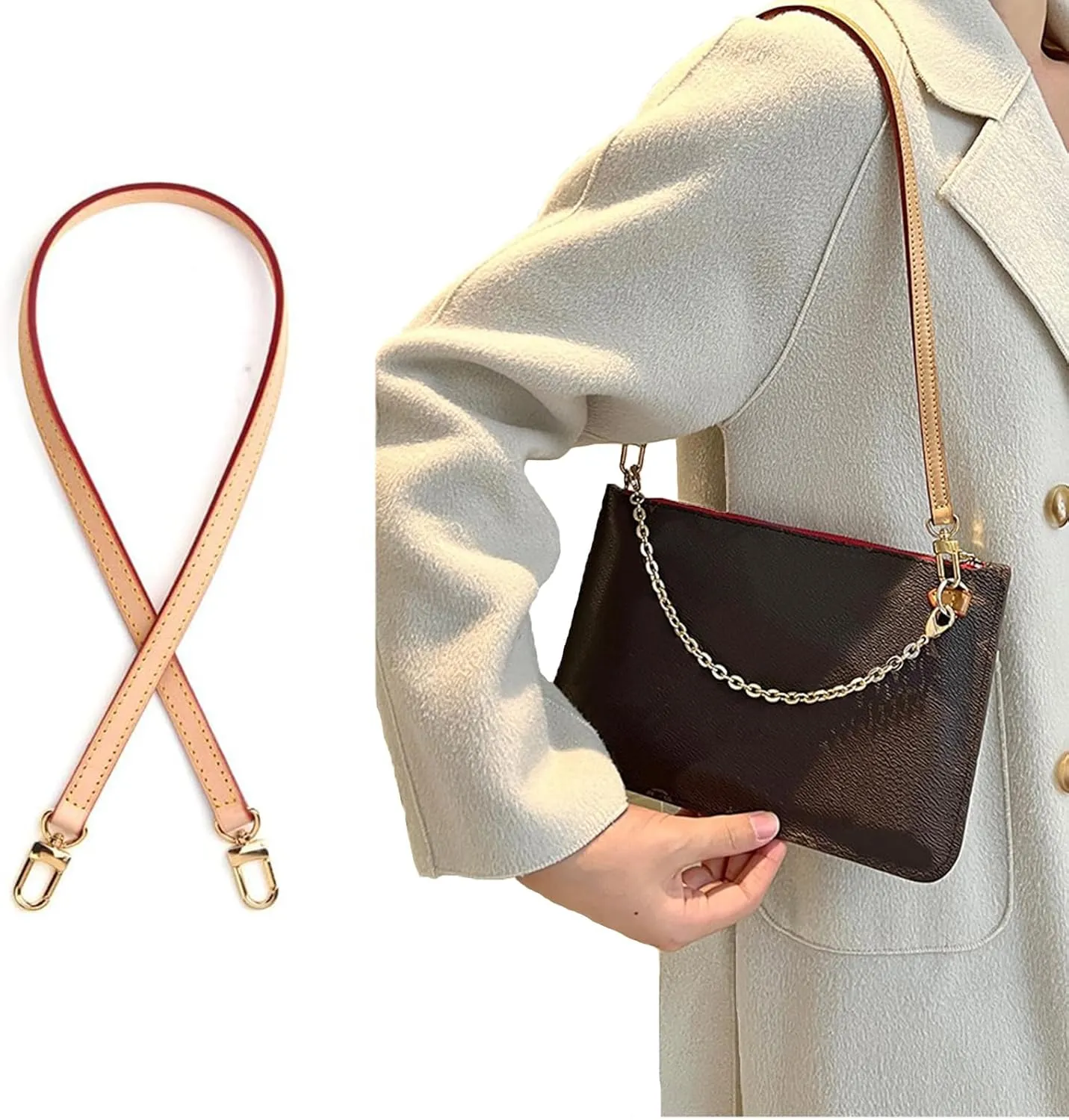 jiesinlov Vachetta Leather Replacement Bags Strap Shoulder Straps for Multi Pochette Accessories (Width:0.43in&Length:23.6in)