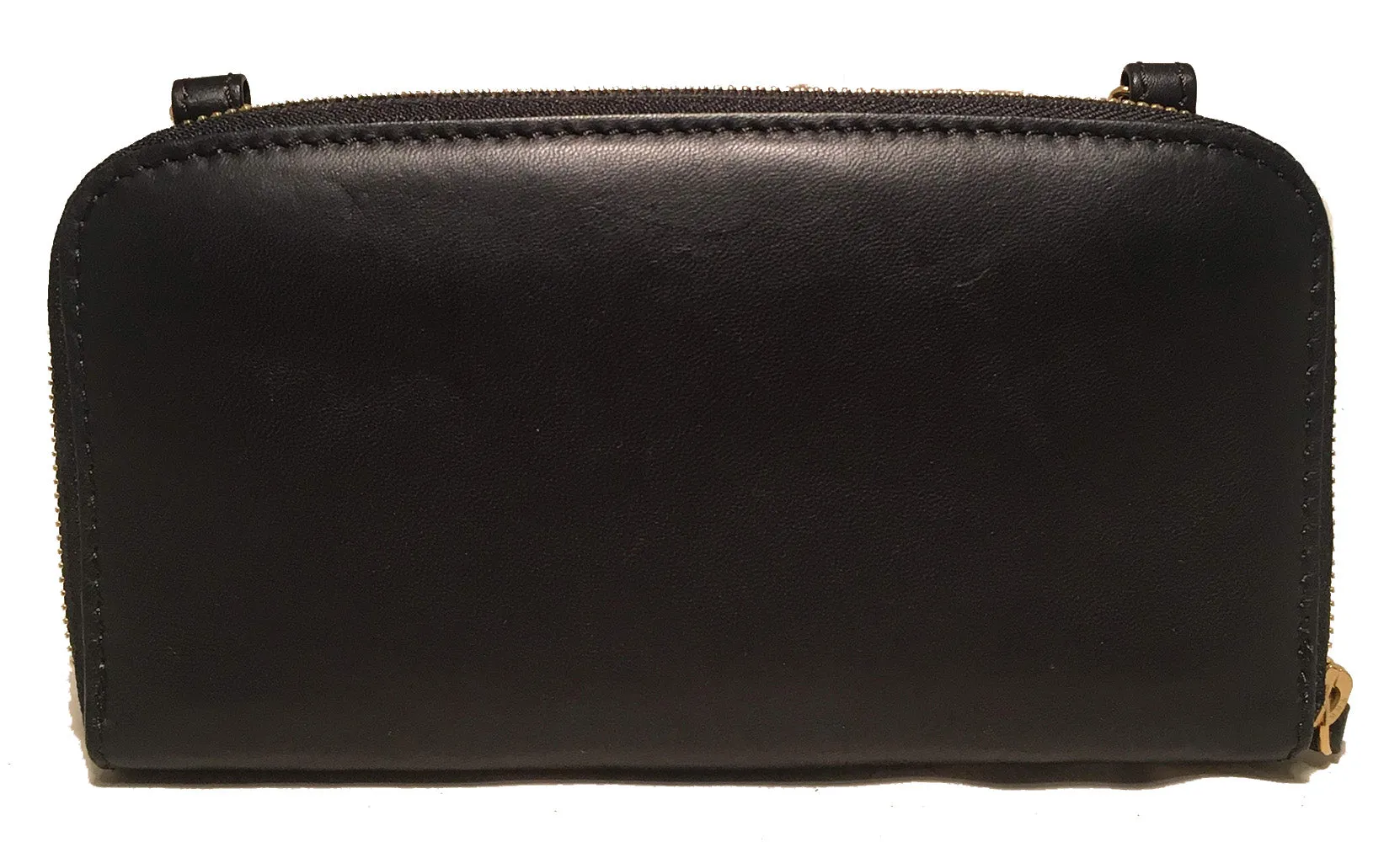 Jimmy Choo Black and Gold Leather Wallet on a Chain