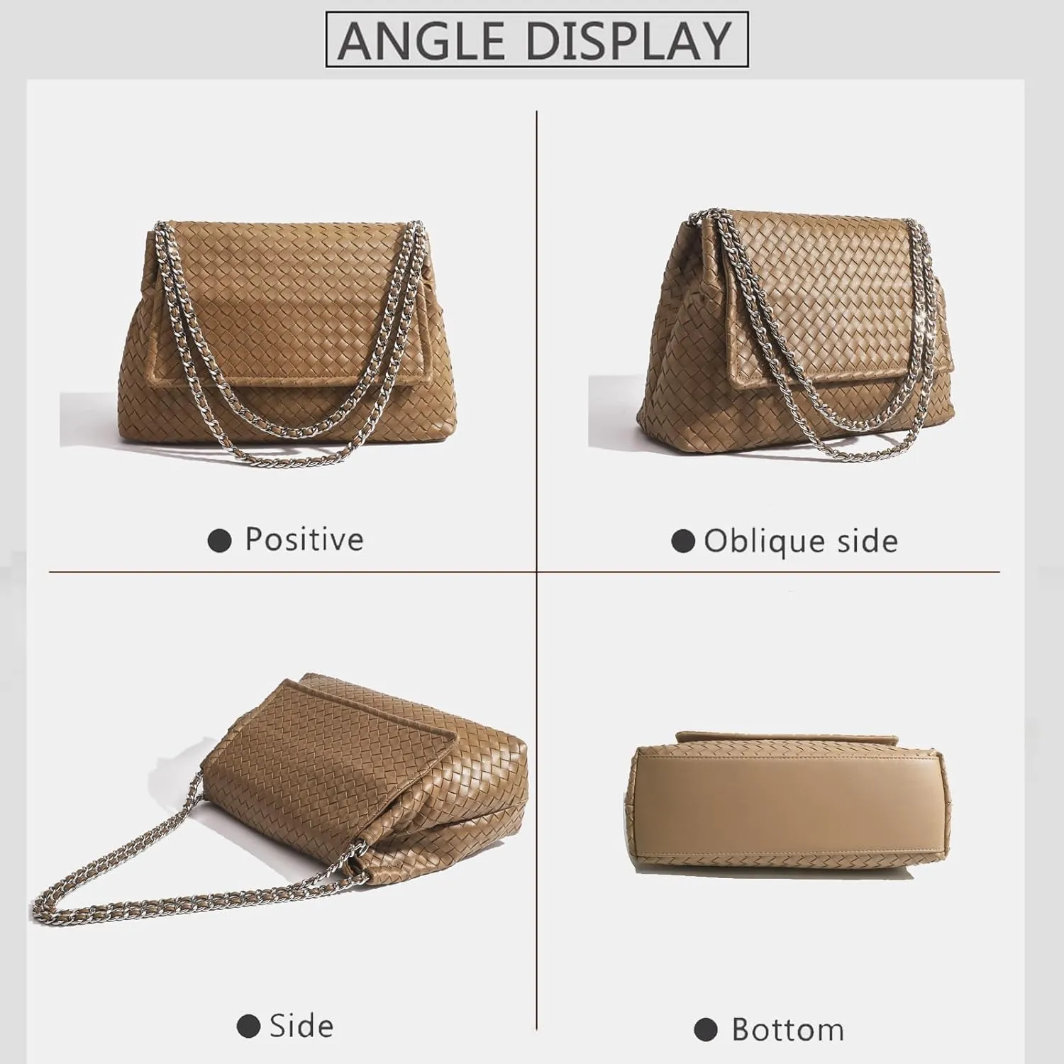 JINMANXUE Woven Bag for Women Vegan Leather Tote Bag Summer Beach Handbag Purse Retro Handmade Travel Shoulder Bag