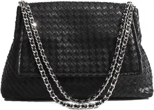JINMANXUE Woven Bag for Women Vegan Leather Tote Bag Summer Beach Handbag Purse Retro Handmade Travel Shoulder Bag
