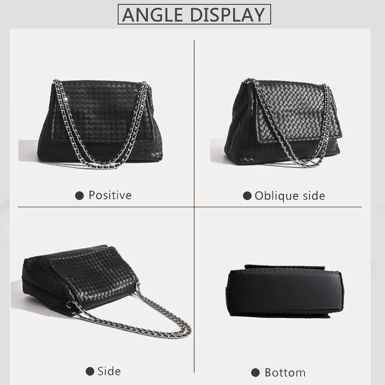 JINMANXUE Woven Bag for Women Vegan Leather Tote Bag Summer Beach Handbag Purse Retro Handmade Travel Shoulder Bag