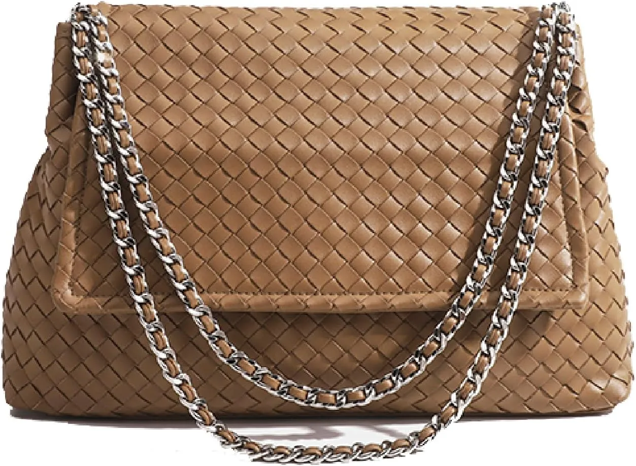 JINMANXUE Woven Bag for Women Vegan Leather Tote Bag Summer Beach Handbag Purse Retro Handmade Travel Shoulder Bag