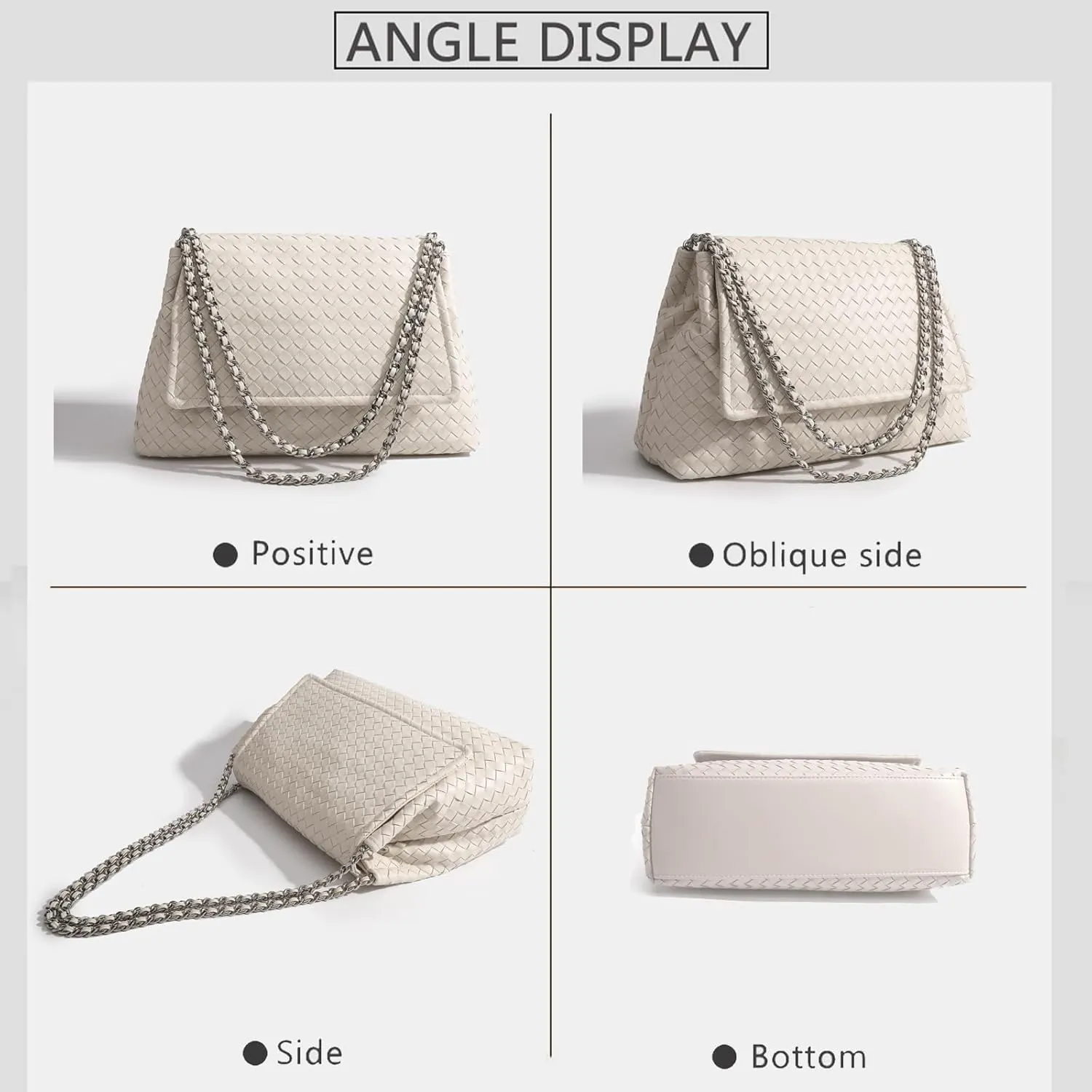 JINMANXUE Woven Bag for Women Vegan Leather Tote Bag Summer Beach Handbag Purse Retro Handmade Travel Shoulder Bag