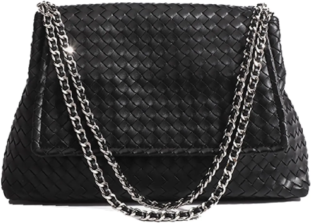 JINMANXUE Woven Bag for Women Vegan Leather Tote Bag Summer Beach Handbag Purse Retro Handmade Travel Shoulder Bag