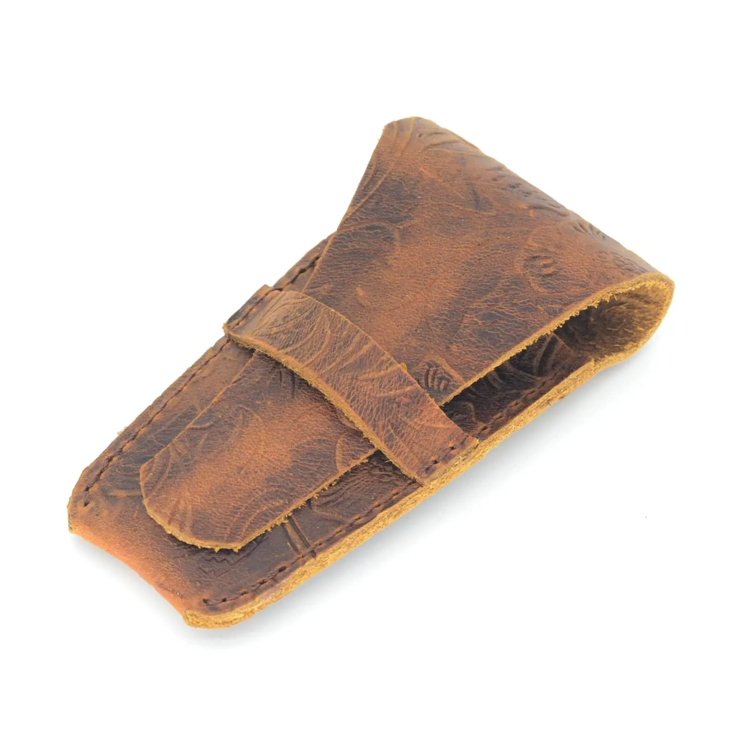 JJNUSA Handmade Old Fashioned Sleeve Travel Pouch Leather Safety Razor Case, Double Edge Razor 3.2-3.5", Shaving Accessories, Personal Care Essentials, Men's Shaving Razor Brown