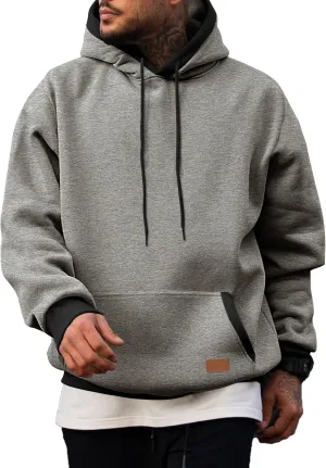 JMIERR Men's Cotton Casual Hoodies Sweatshirts Fashion Long Sleeve Drawstring Fleece Pullover Hoodie with Pockets