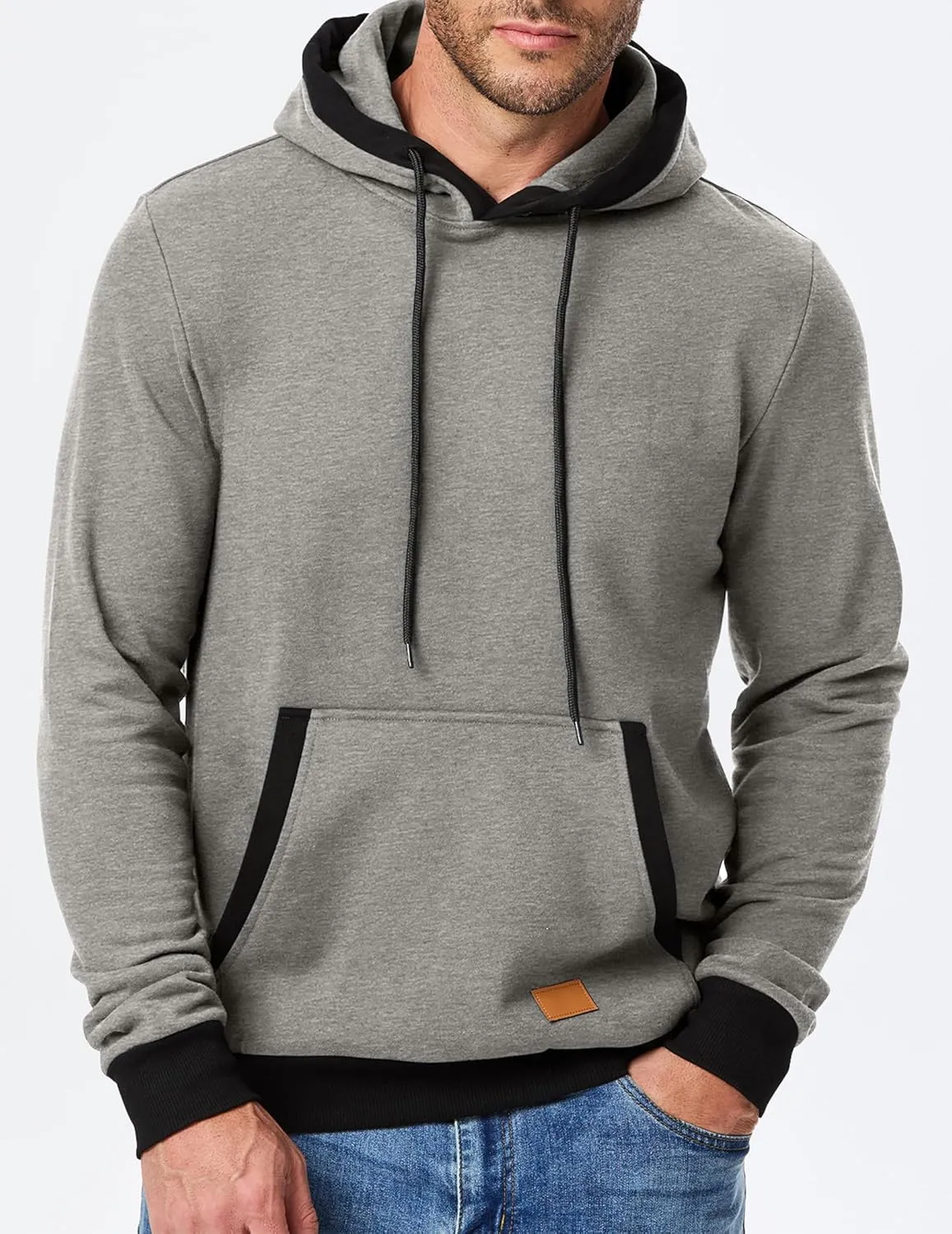 JMIERR Men's Cotton Casual Hoodies Sweatshirts Fashion Long Sleeve Drawstring Fleece Pullover Hoodie with Pockets