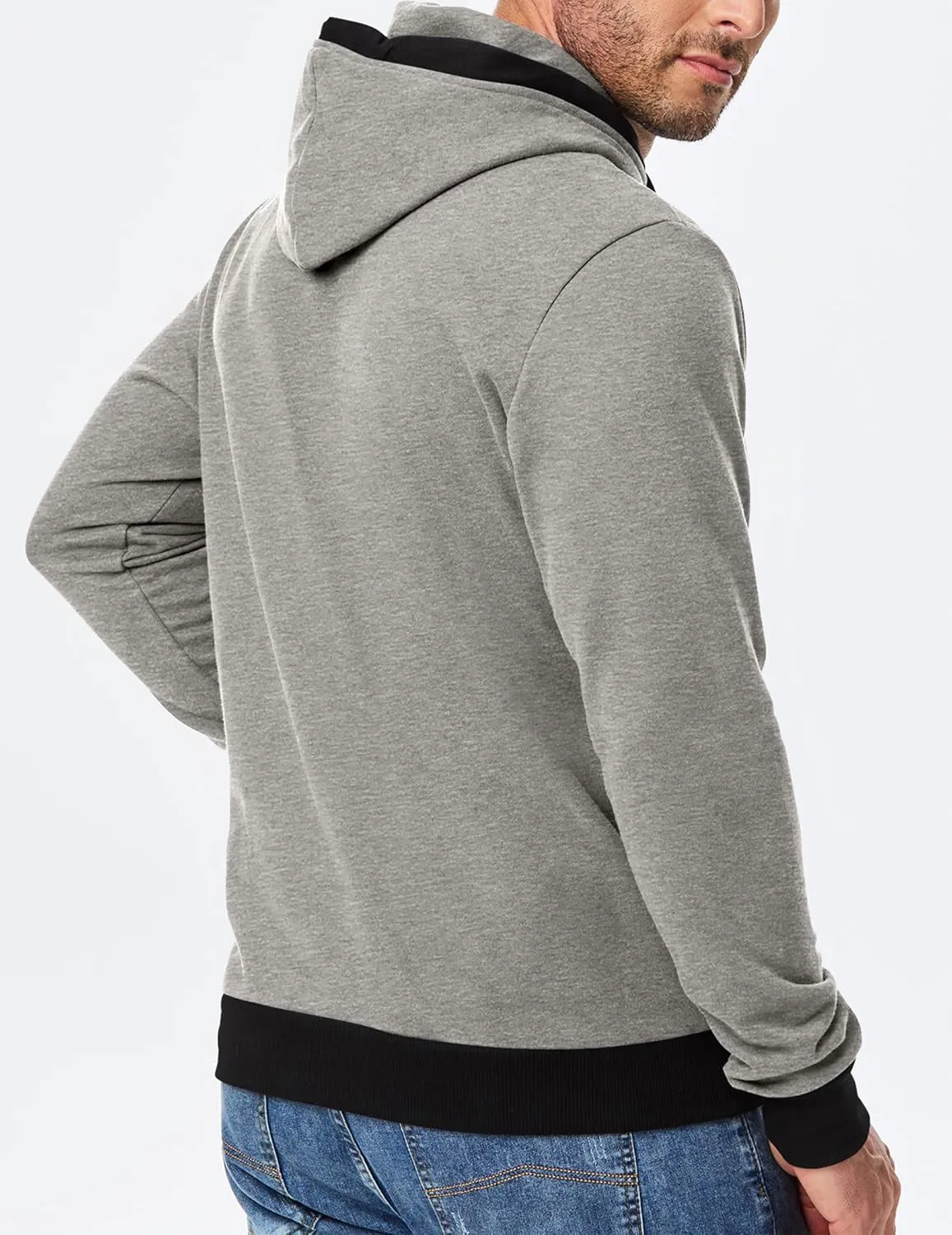 JMIERR Men's Cotton Casual Hoodies Sweatshirts Fashion Long Sleeve Drawstring Fleece Pullover Hoodie with Pockets