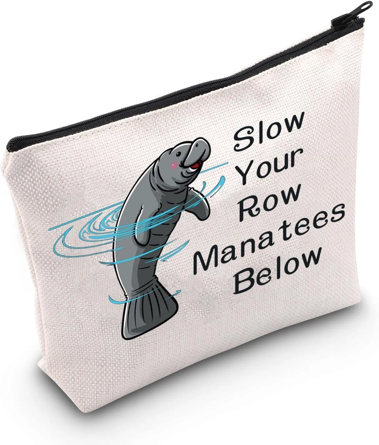 JNIAP Sea Cow Gift Slow Your Row Manatees Below Cosmetic Bag Manatee Lover Gift (Slow Your Row Bag)