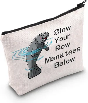 JNIAP Sea Cow Gift Slow Your Row Manatees Below Cosmetic Bag Manatee Lover Gift (Slow Your Row Bag)