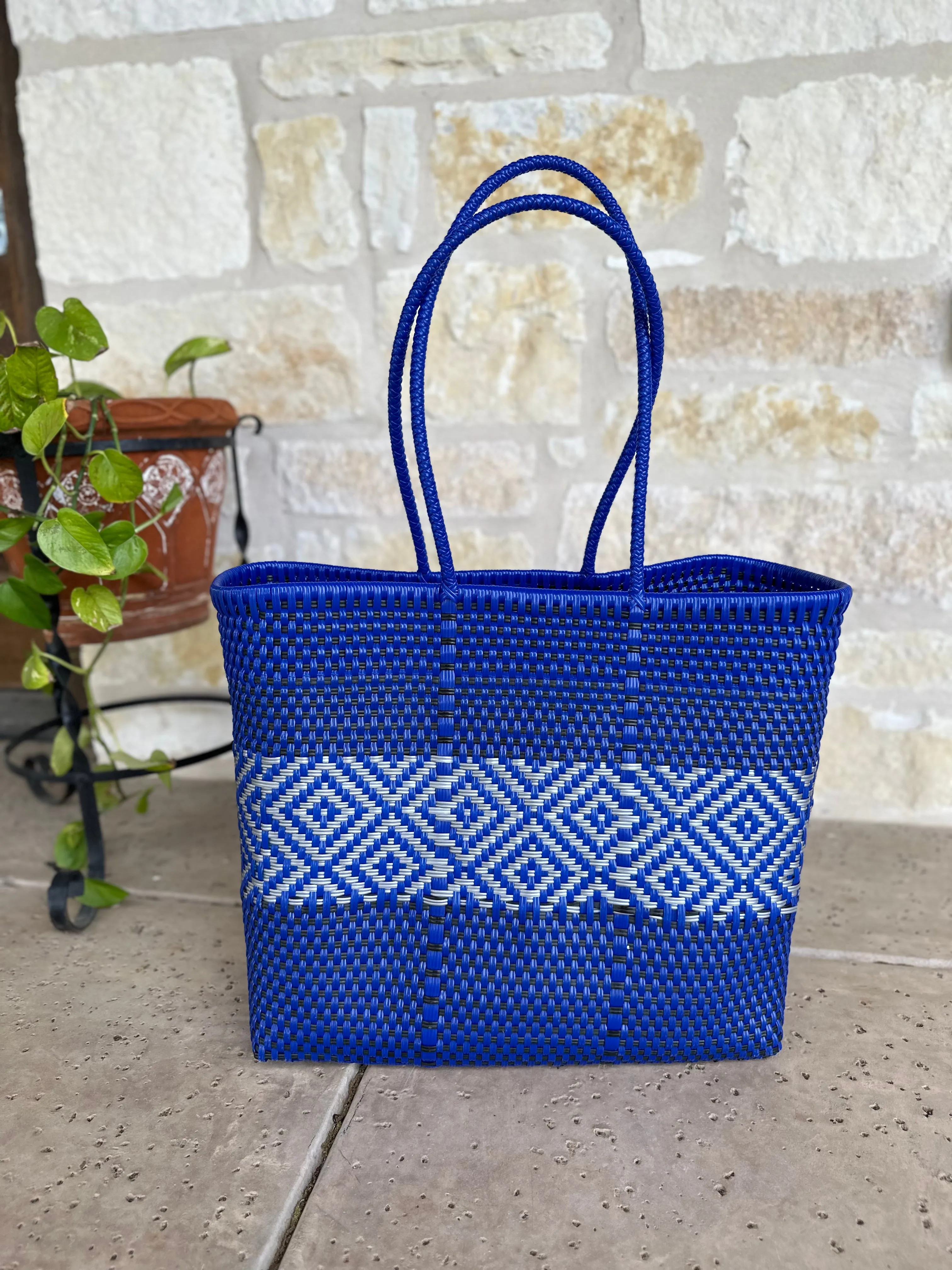Jumbo Blue Woven Tote