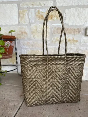 Jumbo Gold Woven Tote