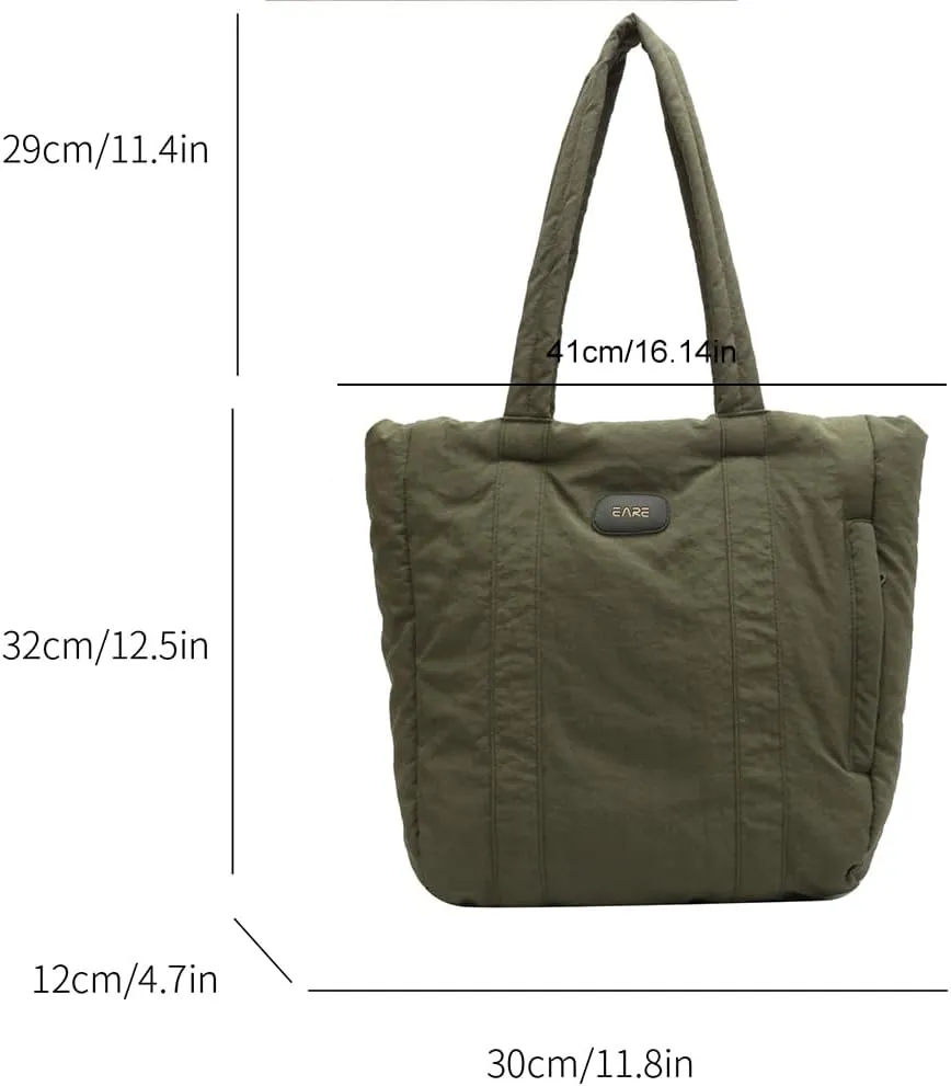 Juoxeepy Puffer Tote Bag Puffy Purse for Women Lightweight Nylon Shoulder Bag Padding Hobo Handbag