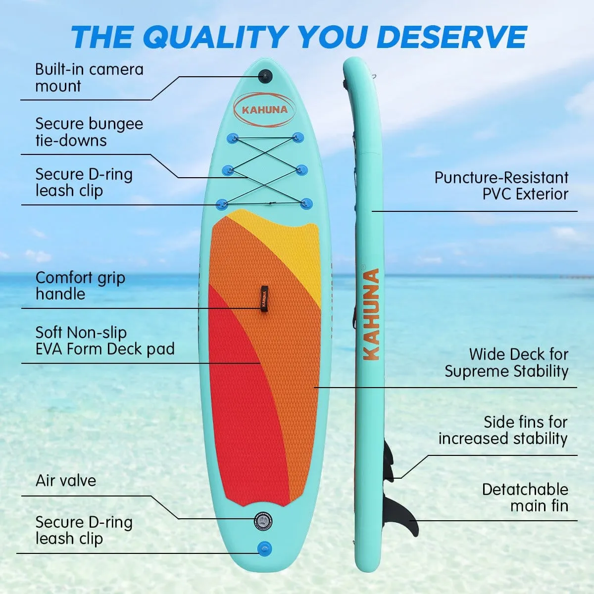 Kahuna Hana Inflatable Stand Up Paddle Board 10ft6in iSUP Accessories - Online Only - Free Shipping!