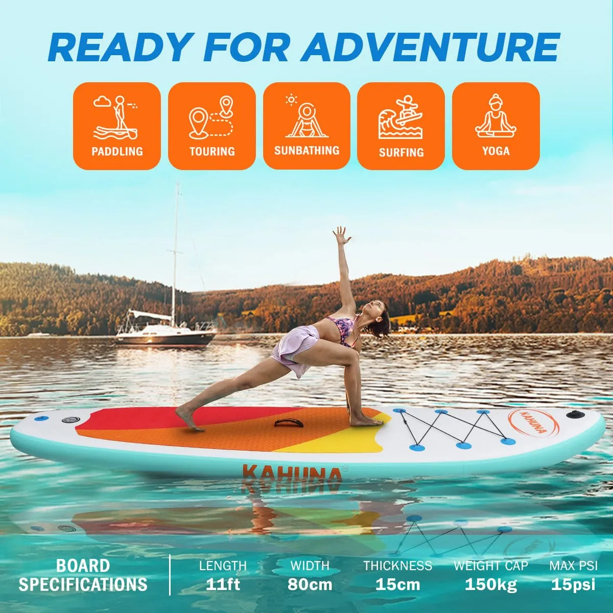 Kahuna Hana Inflatable Stand Up Paddle Board 11FT SUP Paddleboard - Online Only - Free Shipping!