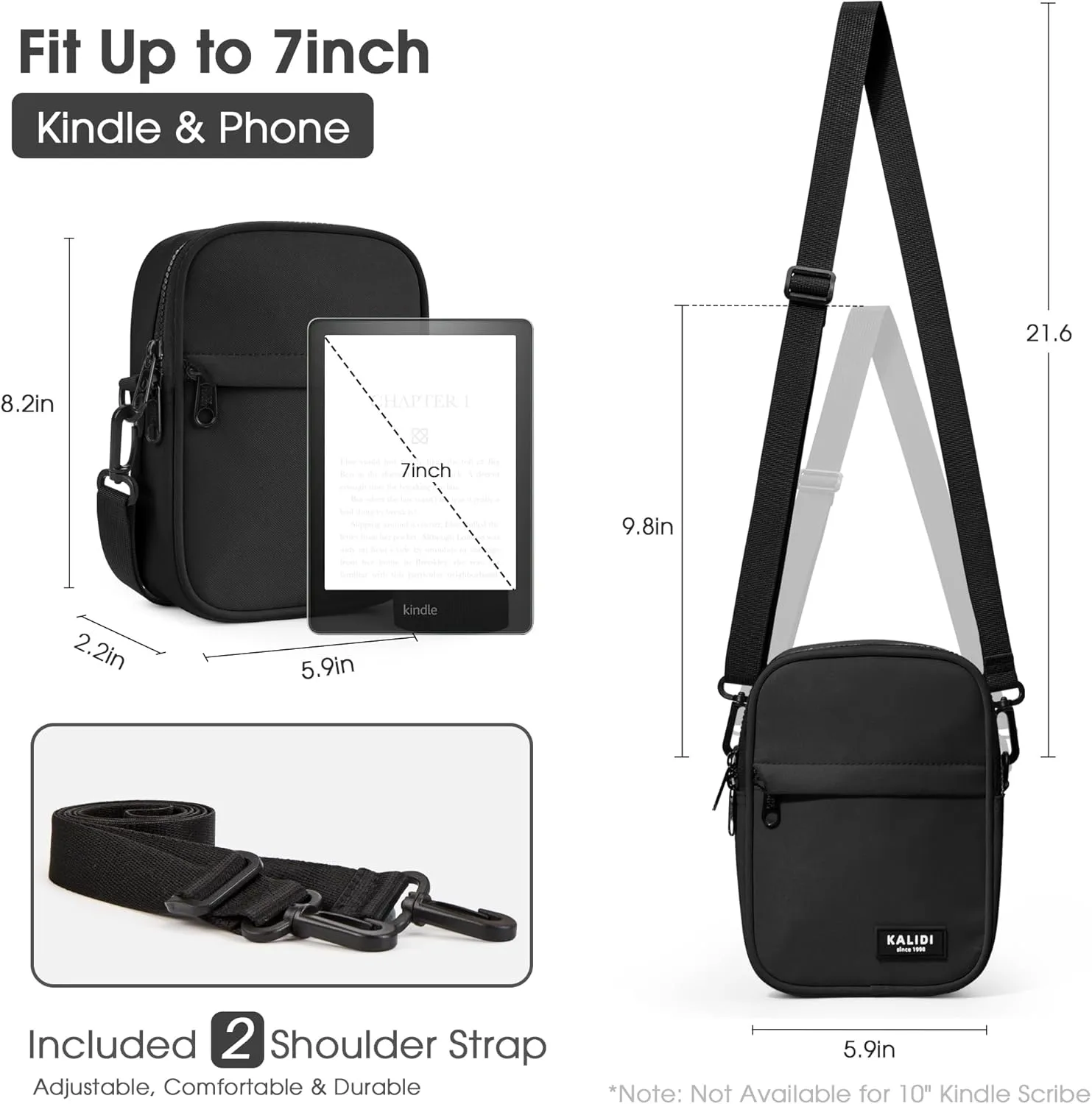 KALIDI Crossbody Sling Bag for Women Men Multi Position Small Purse Waist Fanny Pack with 2 Adjustable Strap