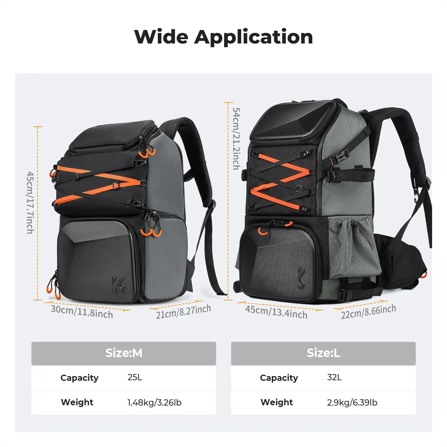 K&F Concept Camera Backpack Shoulder Bag for Photographers, Hardshell Case Camera Bag, Multifunction Photography Backpack with 15.6" Laptop Compartment