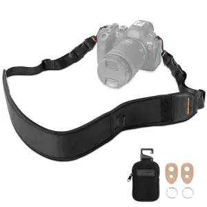 K&F Concept Camera Neck Strap Sling   Detachable Zipper Pouch with 40Kg Max Load Capacity, 52" / 133cm Max Adjustable Length for DSLR Mirrorless Cameras, Camcorders - Urban Wander 01 | Black