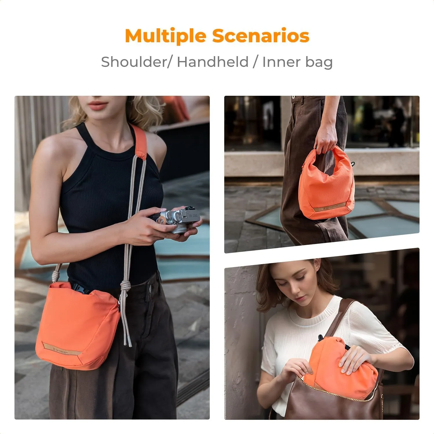 K&F Concept Camera Sling Bag Small Camera Compact Case, Cute Soft Camera Pouch Handbag for Urban Street Photography