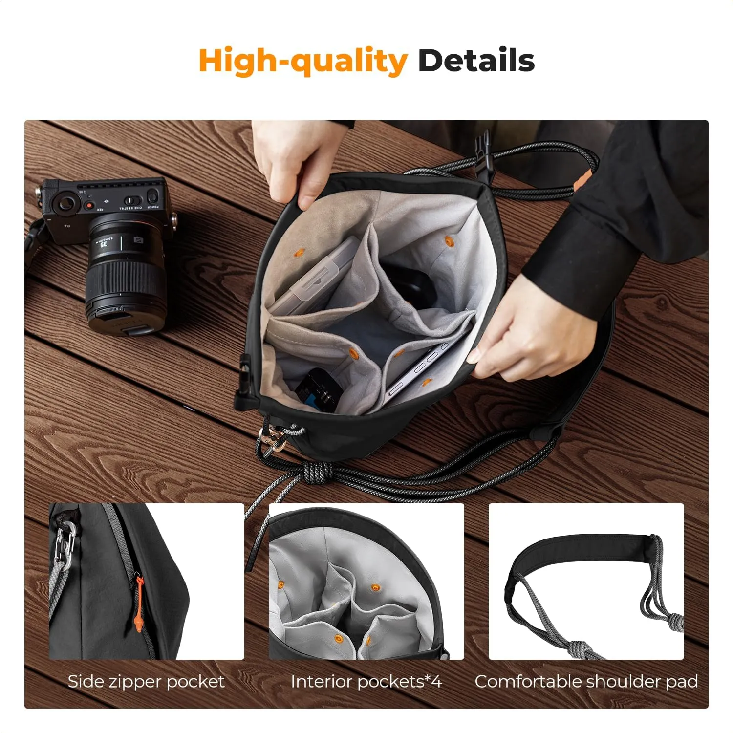 K&F Concept Camera Sling Bag Small Camera Compact Case, Cute Soft Camera Pouch Handbag for Urban Street Photography