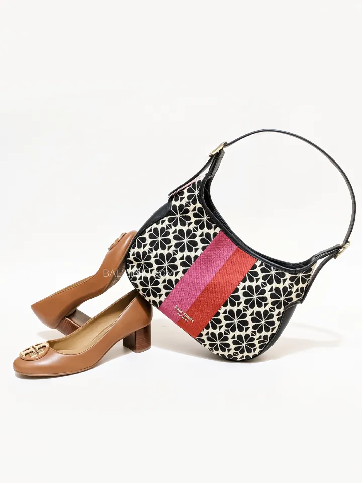 Kate Spade Flower Jacquard Stripe Penny Small Hobo Bag Cream Multi