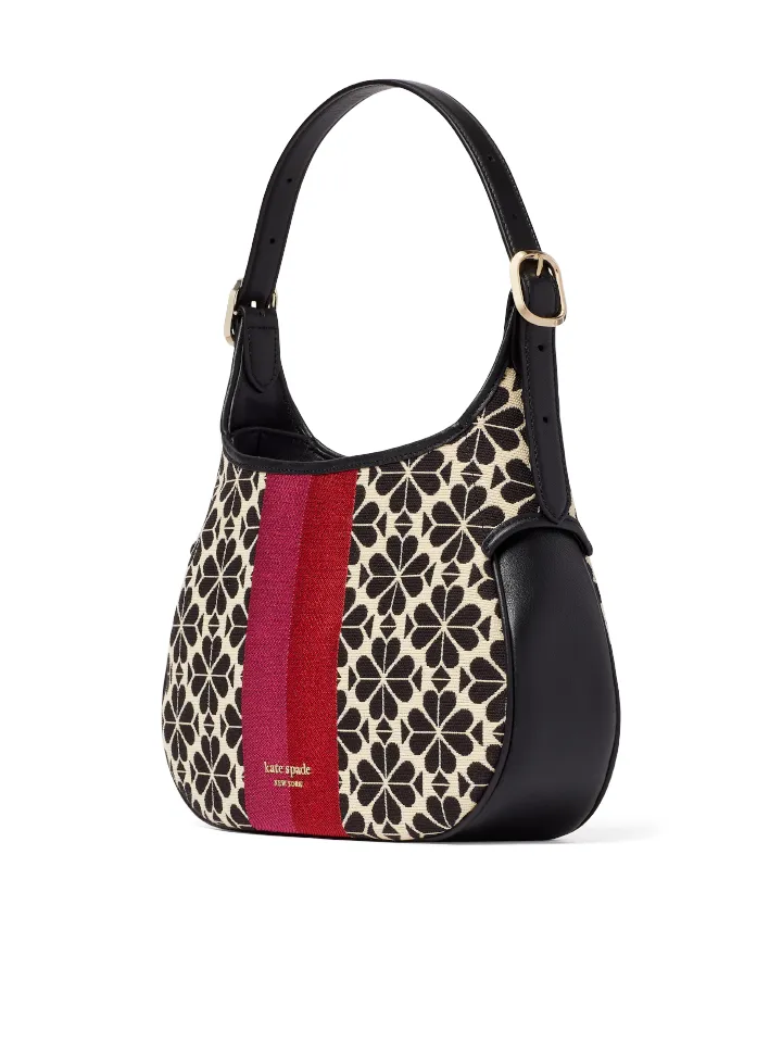 Kate Spade Flower Jacquard Stripe Penny Small Hobo Bag Cream Multi