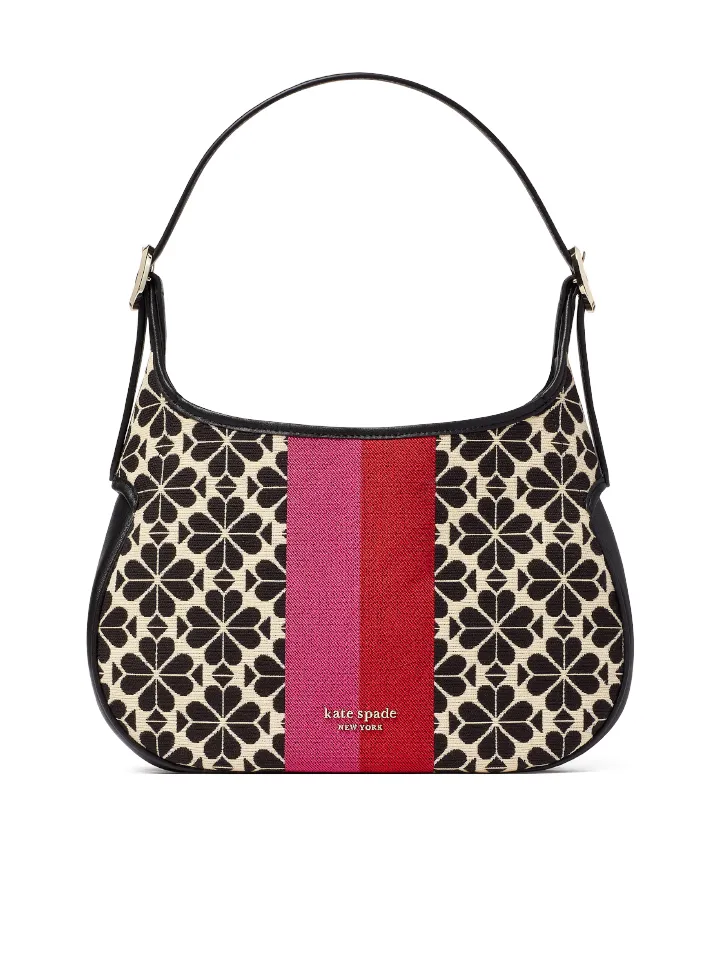 Kate Spade Flower Jacquard Stripe Penny Small Hobo Bag Cream Multi
