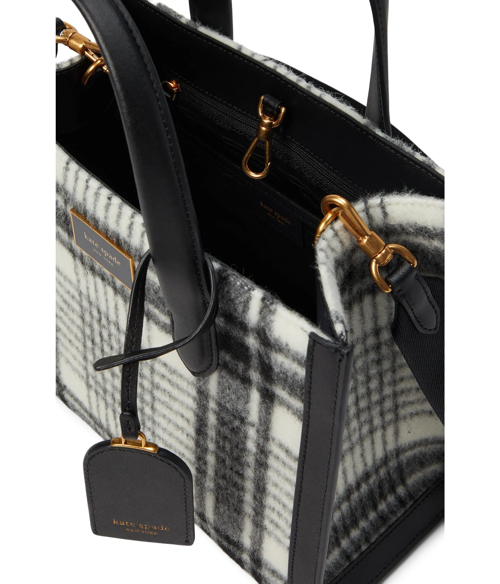 kate spade new york Manhattan Studio Plaid Fabric Small Tote French Cream Multi One Size