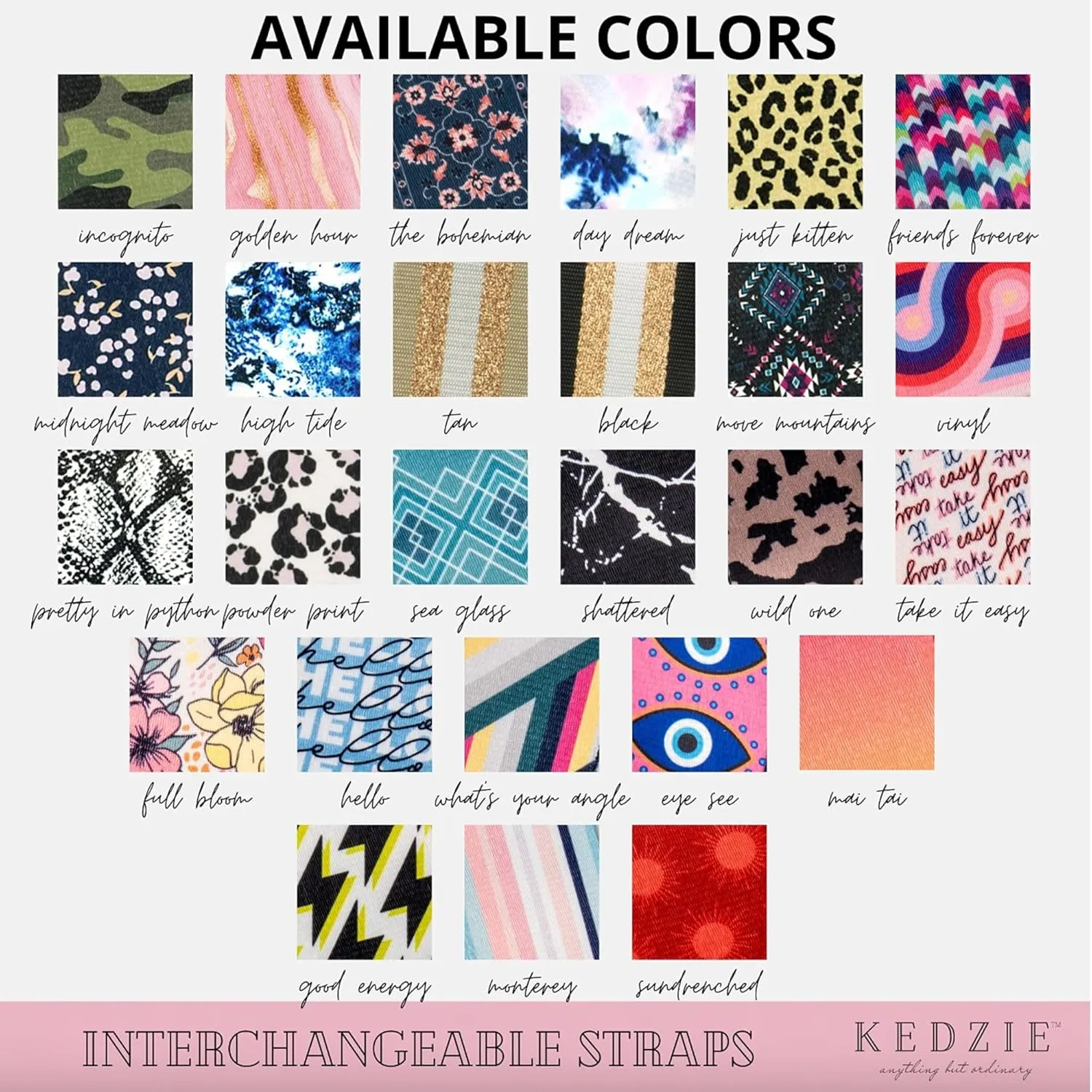 KEDZIE Interchangeable Classic Print Adjustable Length 55” Handbag Purse Strap Replacement 2-inch Wide Crossbody Strap
