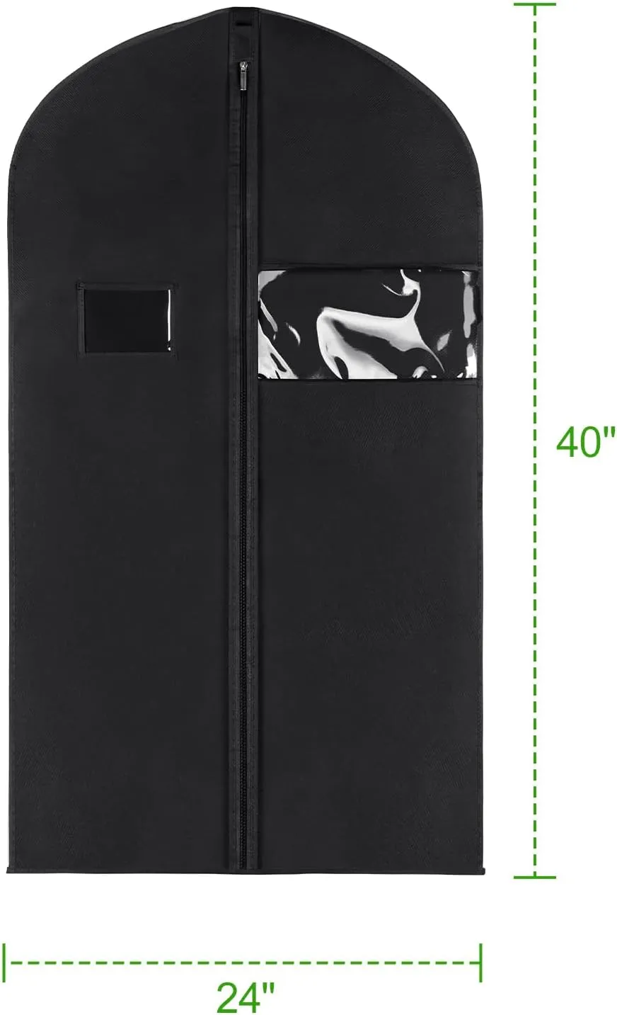 KEEGH 40" Suit Cover Bags for Men (Set of 10) Garment Bags for Hanging Clothes, Suit Bags for Closet Storage or Travel, Clothes Cover for Suits Coats with Clear Window and Label Pocket, Black