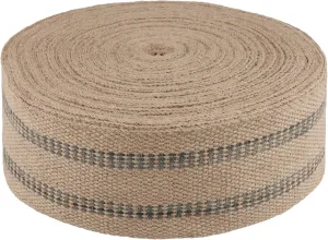 KEILEOHO Upholstery/Craft Jute Webbing, 3.5 Inch x 33 Yards Natural Chair Webbing with Black Stripes, Burlap Fabric Webbing Tape for DIY Craft, Home Decorations, Furniture Repair