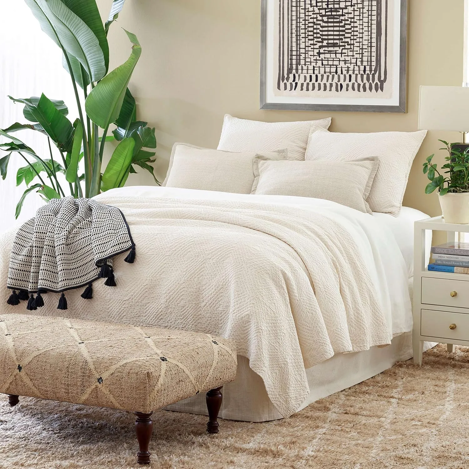 Kerala Ivory Matelasse Sham, Standard Size, Ivory Solid Pattern