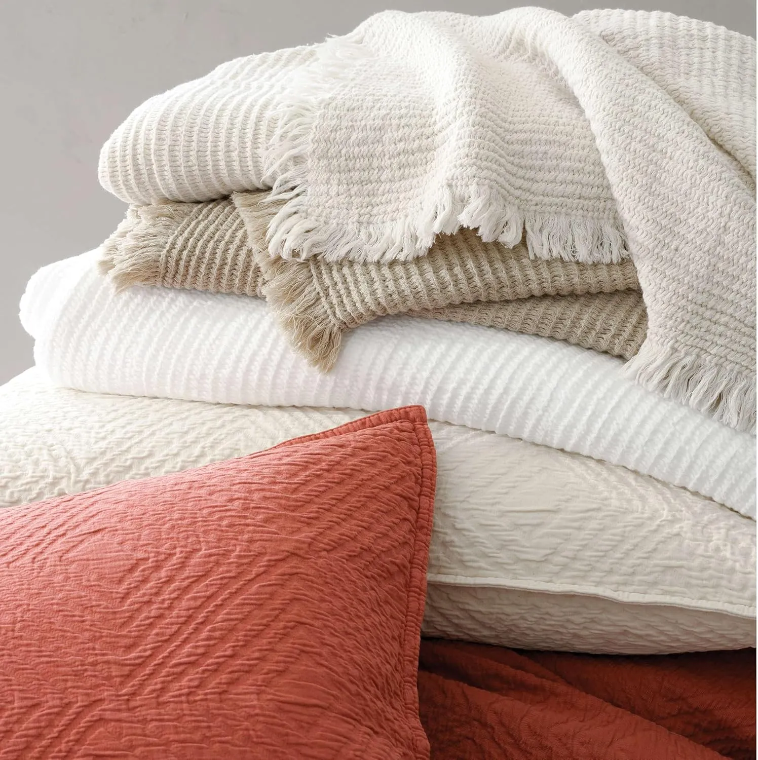 Kerala Ivory Matelasse Sham, Standard Size, Ivory Solid Pattern