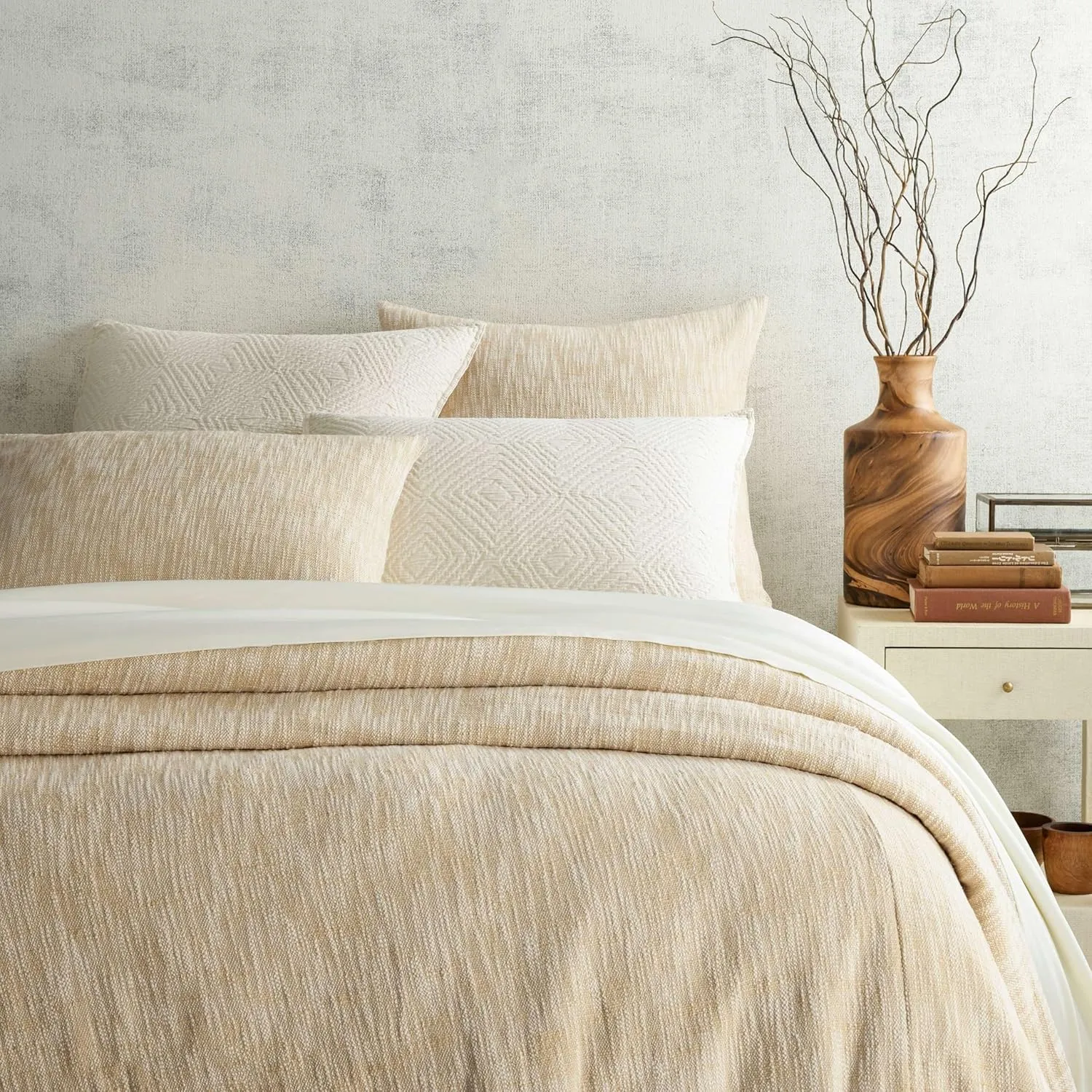 Kerala Ivory Matelasse Sham, Standard Size, Ivory Solid Pattern