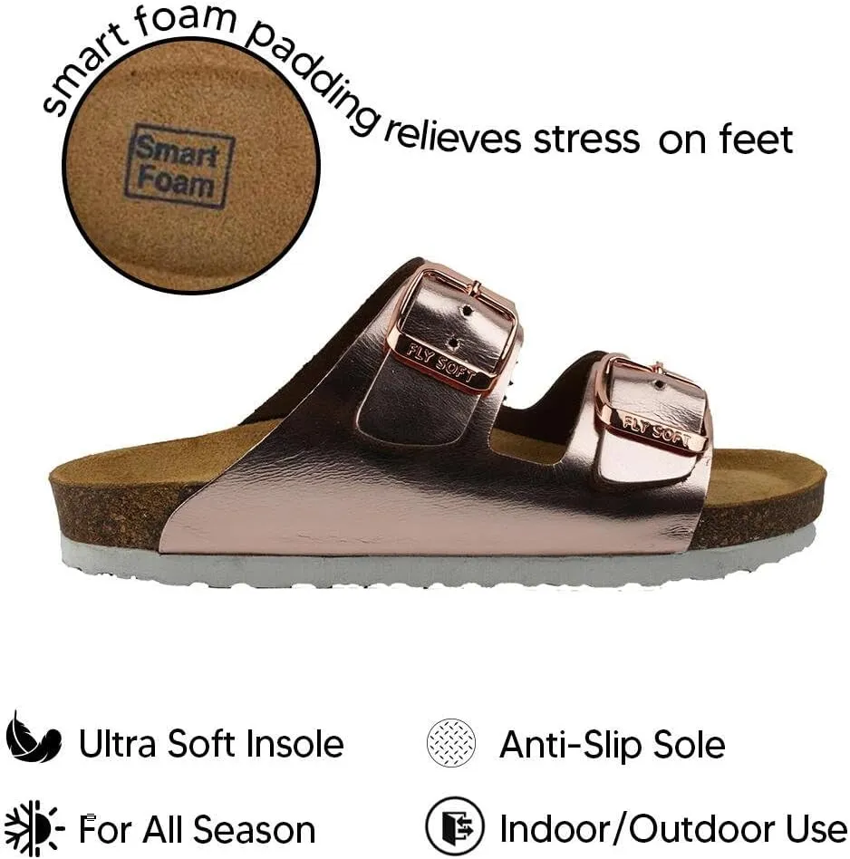 Kids' 100% Genuine Leather Sandals - Comfortable Smart Foam Footbed, Adjustable Straps, Durable Non-Slip Sole and Stylish