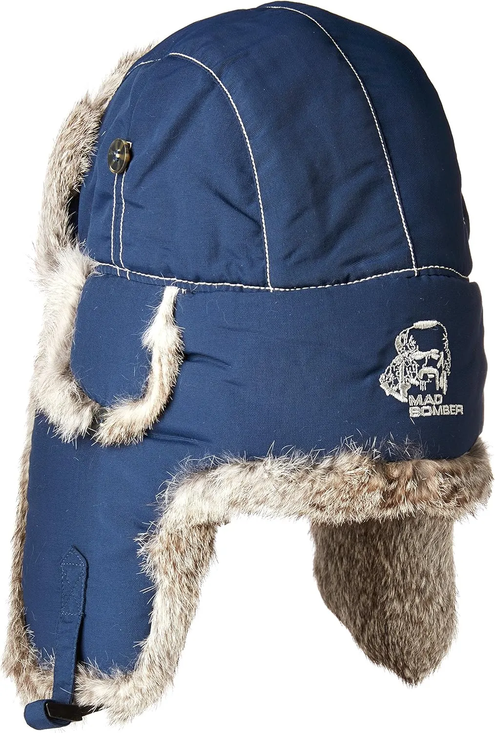 Kids Black Aviator Pilot Hat Real Rabbit Fur Trapper Hunting Cap