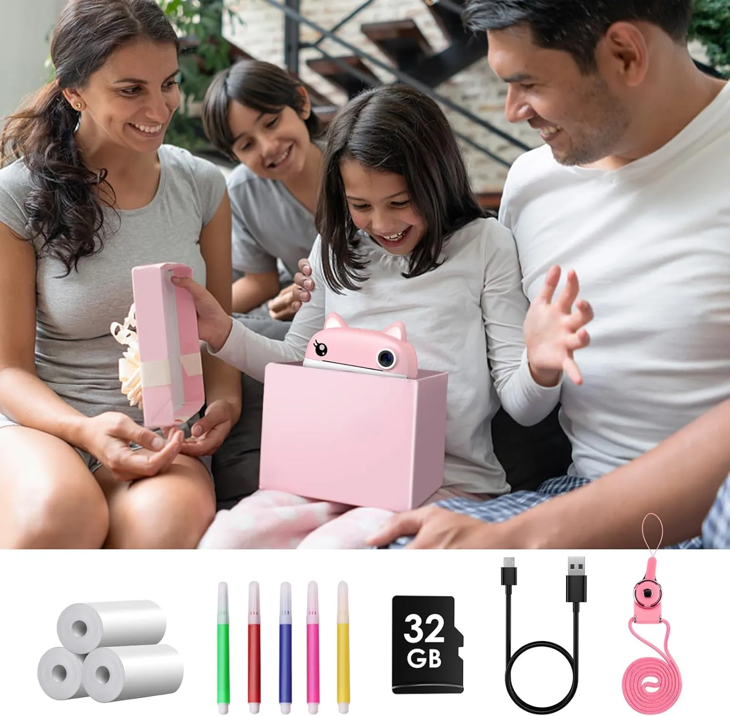 Kids Camera Instant Print, 3.0" HD Screen Kids Instant Cameras, Christmas Birthday Gifts for Girls Boys 3 4 5 6 7 8 9 10 Year Old, Portable Toddler Travel Toys with 32GB Card & 3 Rolls Printer Paper