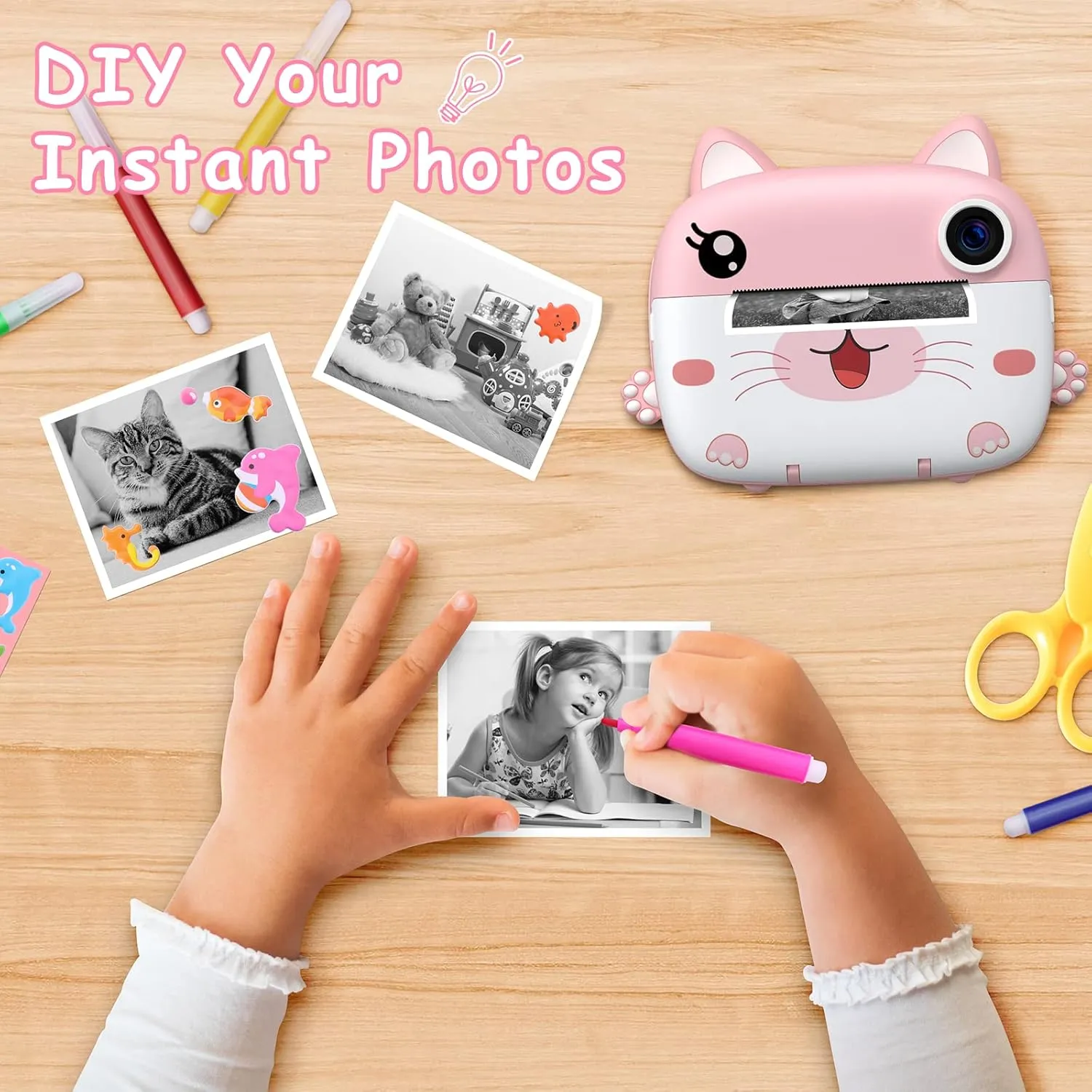 Kids Camera Instant Print, 3.0" HD Screen Kids Instant Cameras, Christmas Birthday Gifts for Girls Boys 3 4 5 6 7 8 9 10 Year Old, Portable Toddler Travel Toys with 32GB Card & 3 Rolls Printer Paper