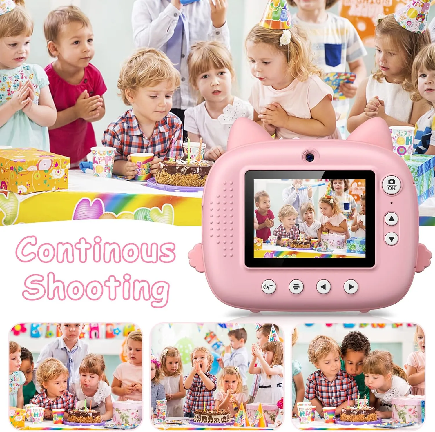 Kids Camera Instant Print, 3.0" HD Screen Kids Instant Cameras, Christmas Birthday Gifts for Girls Boys 3 4 5 6 7 8 9 10 Year Old, Portable Toddler Travel Toys with 32GB Card & 3 Rolls Printer Paper