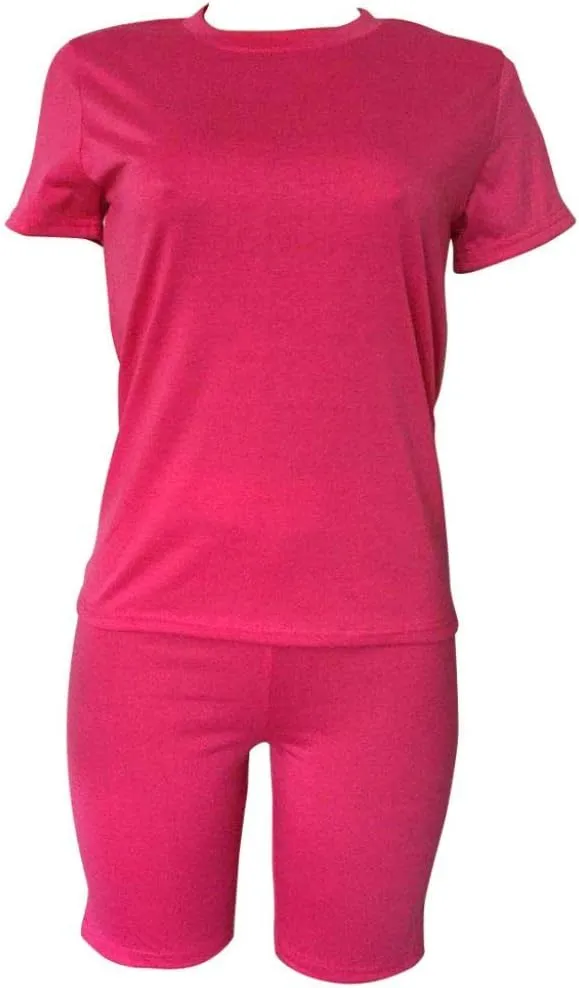 KINIKO Women's 2 Piece Casual Fashion Sports Solid Color Suit short Sleeve top and Pants Set Sweatshirt
