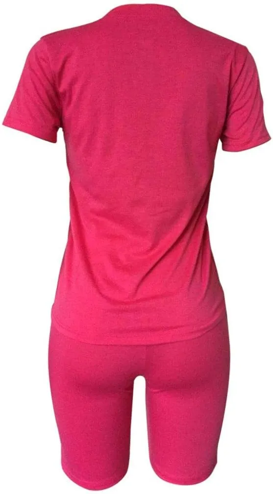 KINIKO Women's 2 Piece Casual Fashion Sports Solid Color Suit short Sleeve top and Pants Set Sweatshirt