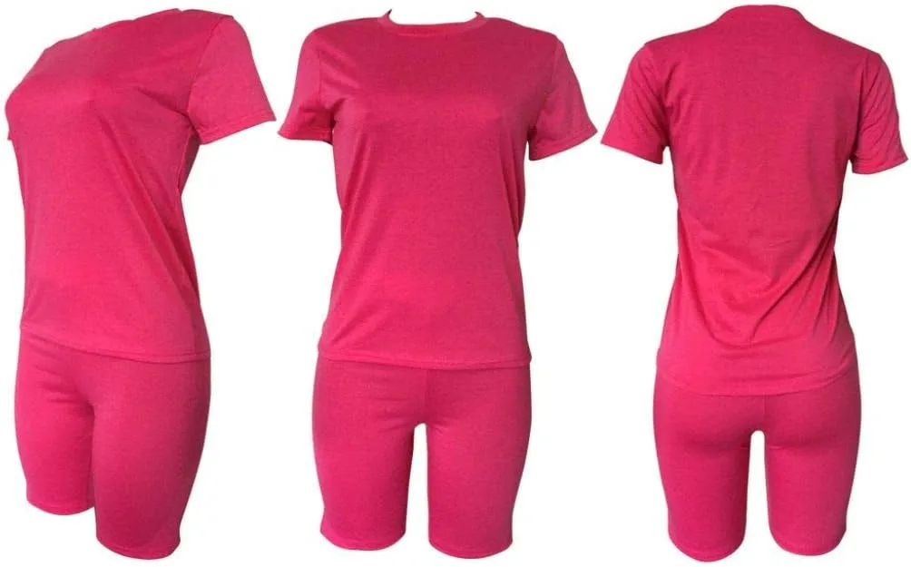 KINIKO Women's 2 Piece Casual Fashion Sports Solid Color Suit short Sleeve top and Pants Set Sweatshirt