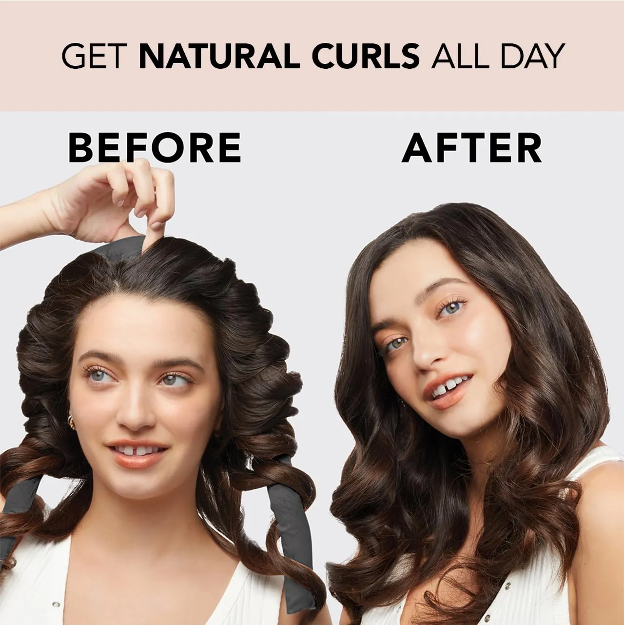 Kitsch Satin Heatless Hair Curler Set - Heatless Curls Overnight, Hair Rollers for Soft Curls & Frizz-Free Styling, No Heat Curlers To Sleep in, Curling Rod Headband with 2 Scrunchies - Charcoal