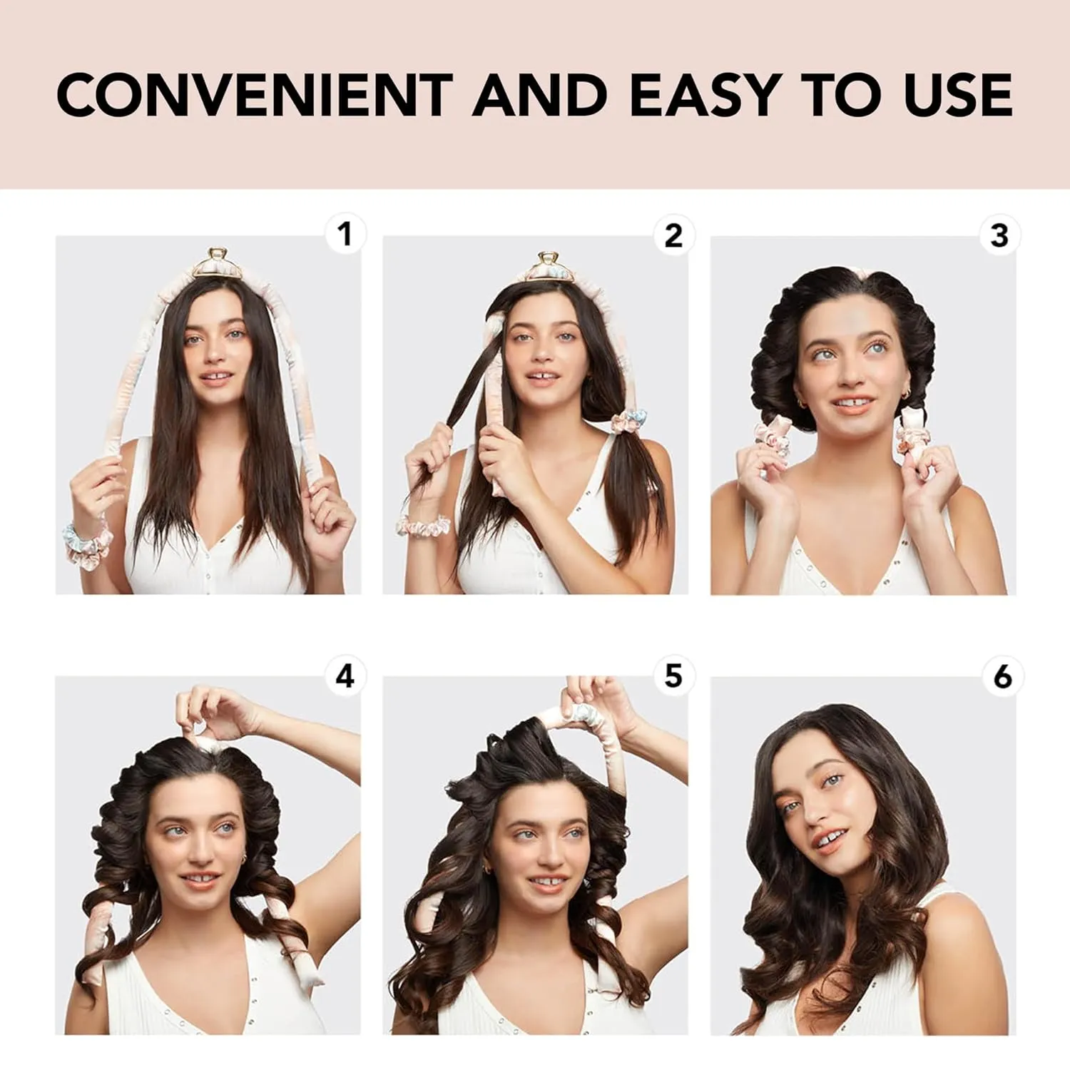 Kitsch Satin Heatless Hair Curler Set - Heatless Curls Overnight, Hair Rollers for Soft Curls & Frizz-Free Styling, No Heat Curlers To Sleep in, Curling Rod Headband with 2 Scrunchies - SunsetTieDye